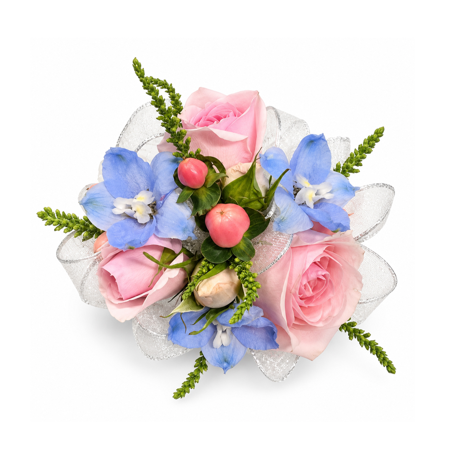 Blush & Blue Corsage floral arrangement