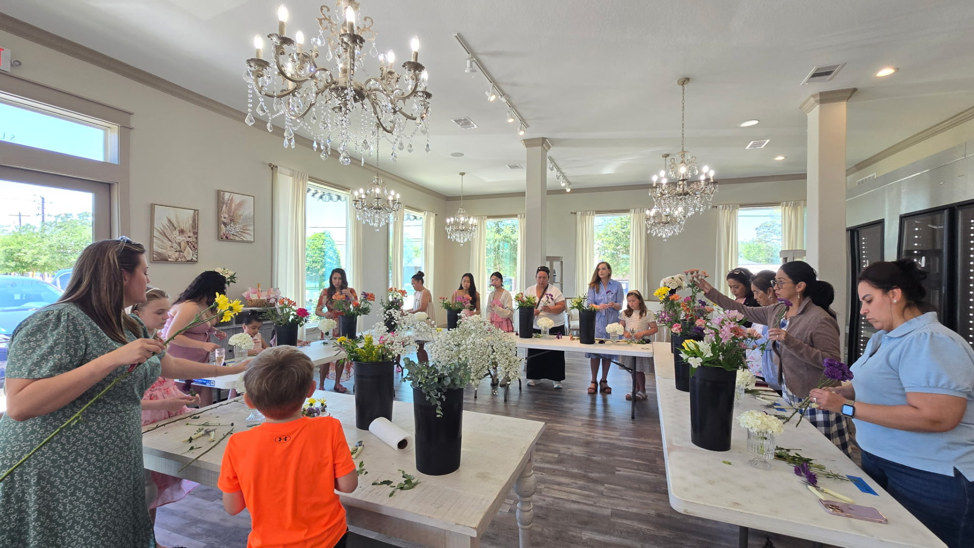 Wildflower Grace seasonal bouquet workshop in progress