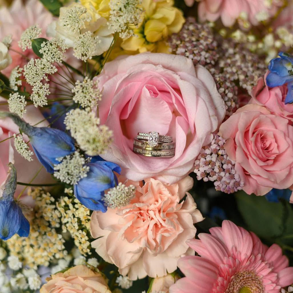 Wildflower Grace romantic bridal bouquet in soft garden hues