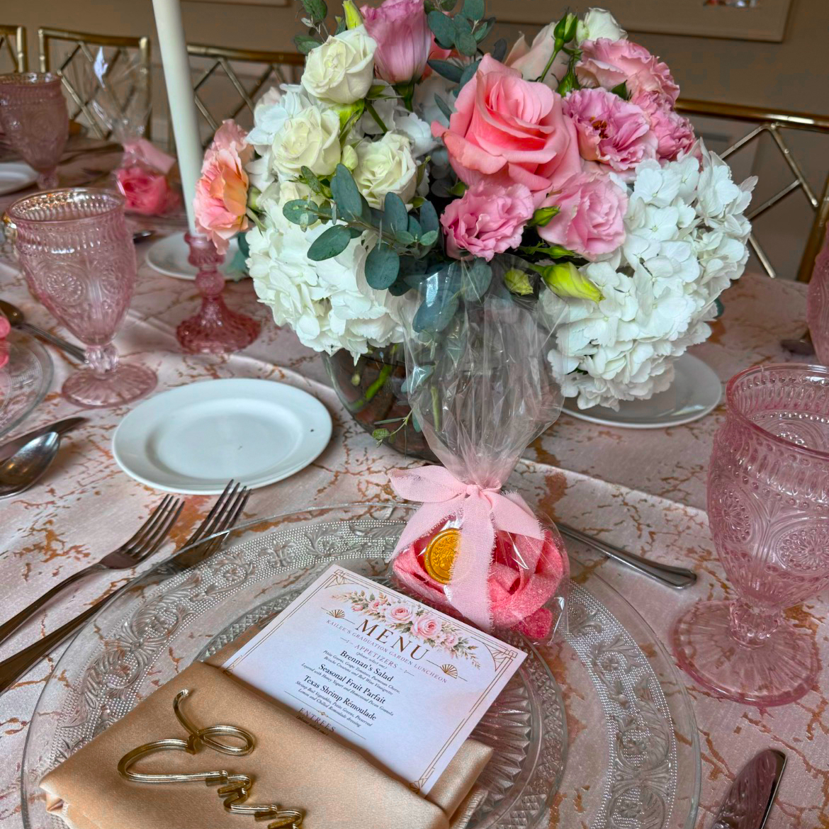 Wildflower Grace bridesmaid bouquets in soft garden tones